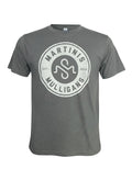 Scooter Martini grey tri-blend crew neck t-shirt with a vintage white circular Martinis & Mulligans golf crest.